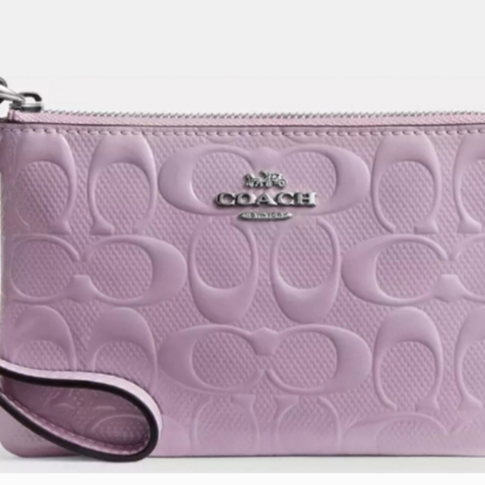 Corner Zip Wristlet In Signature Leather With Heart Charm - Picture 3 of 4